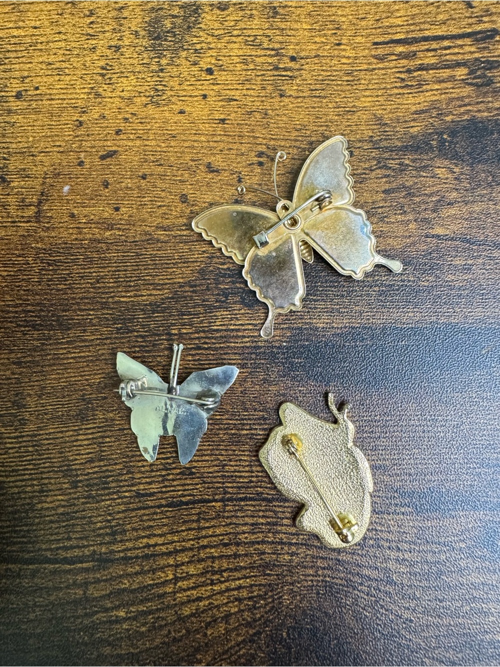 Set of Three Butterfly Pins - Red, Gold & Iridescent - Picture 5 of 7